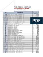 Lista de precios sugeridos Herrajes Andina feb 2023