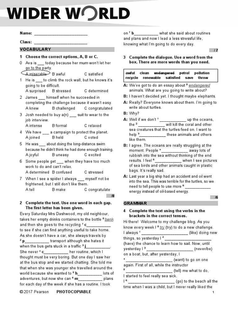 WIDGB4 Rtest Language 1B | PDF
