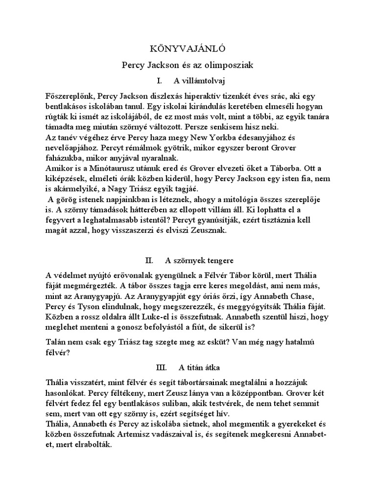 Percy Jackson És Az Olimposziak | PDF