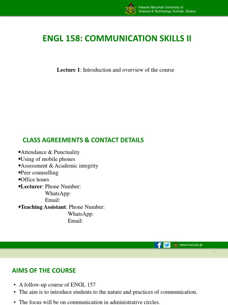 Engl 158 1 Lecture 1 Communication Skills Pdf Communication