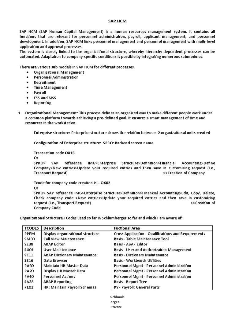Sap hcm 1 organizational management this process defines an