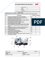 Checklist for Equipment Inspection TRANSIT MIXER