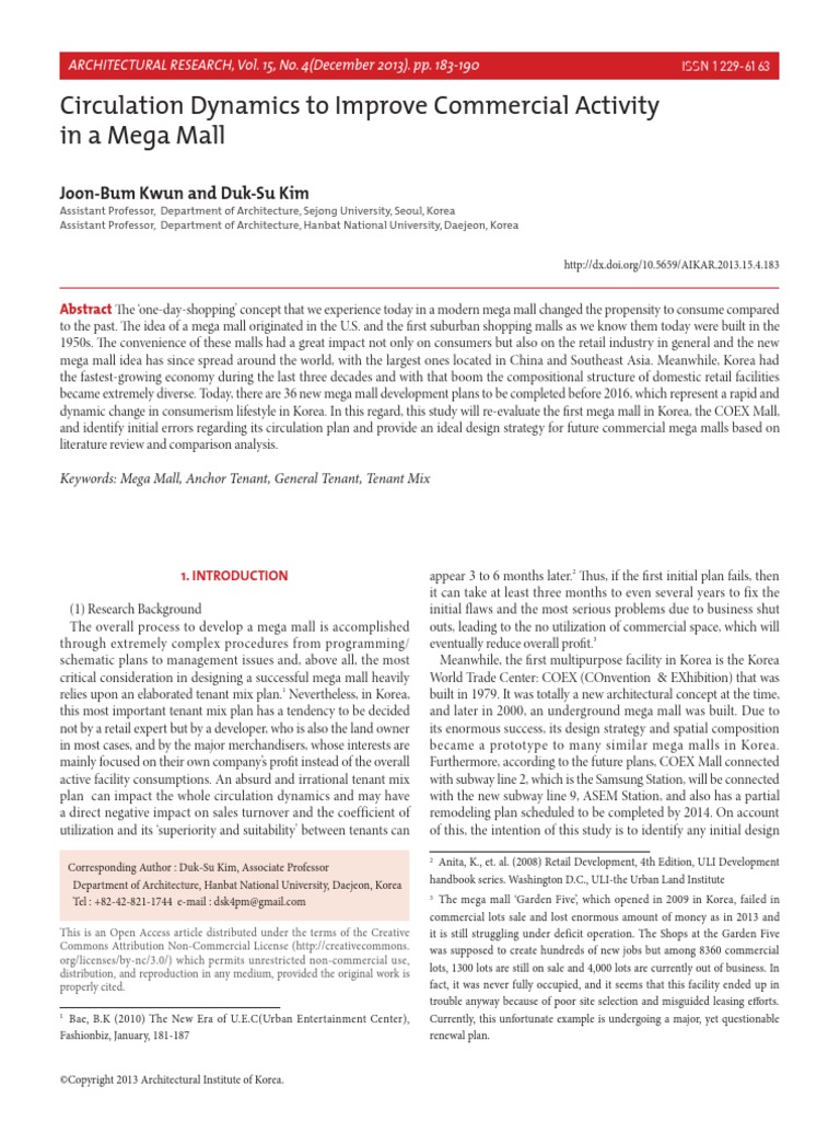 Circulation Dynamics To Improve Commercial Activity in A Mega Mall ...