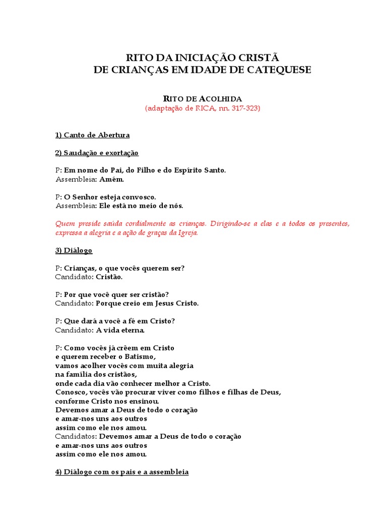 Rito de Batismo para Crianças na Catequese | PDF | Batismo | Jesus