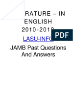 JAMB Literature-In-Englis Past Questions and Answers 2010-2018