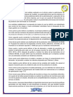 Artículo: Optimización de La Gestión Del Inventario Usando Programación Matemática en Una Empresa de Muebles