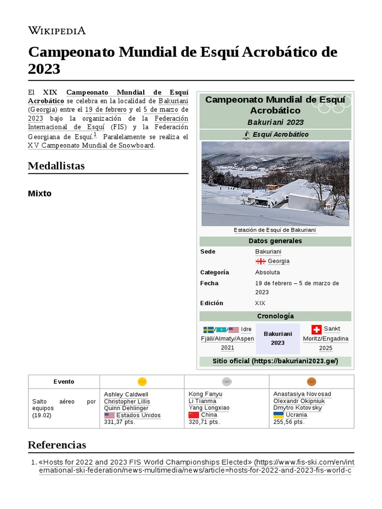 Campeonato Mundial de Esquí Acrobático de 2023 PDF Procesamiento de