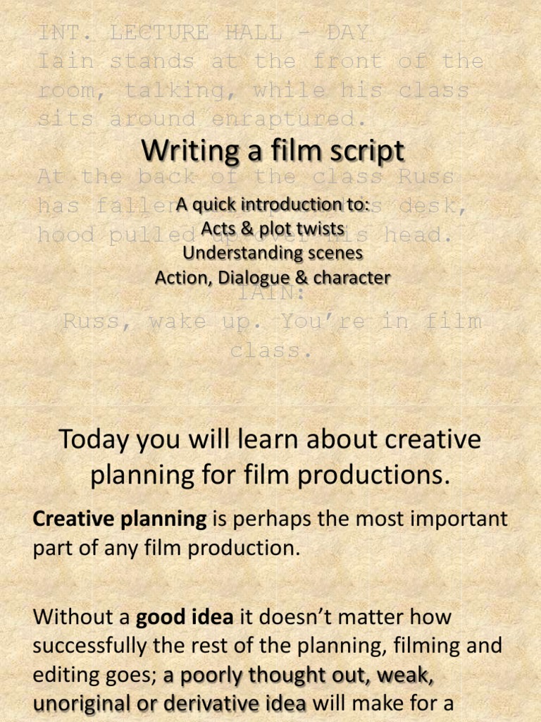 Understanding the Building Blocks of Film Script Writing | PDF ...