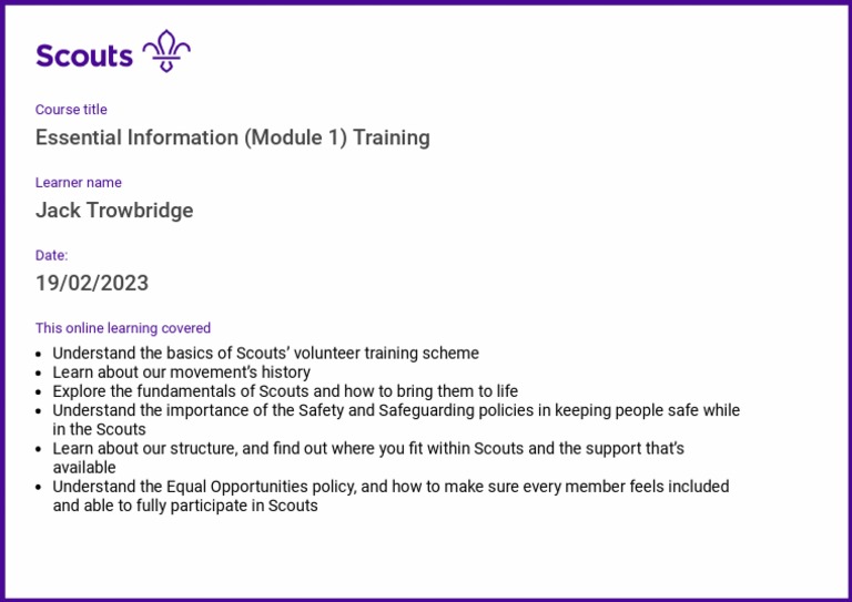 Essential Information (Module 1) Training PDF