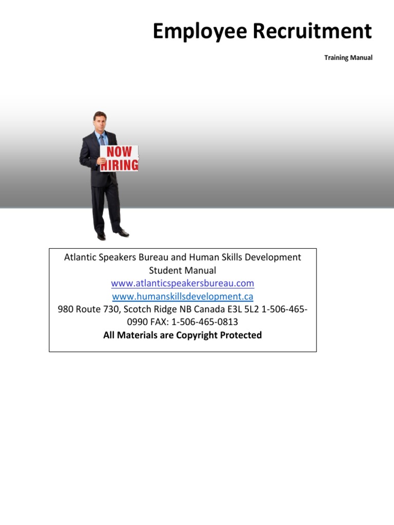 Employee Recruitment Student Training Manual Pdf Recruitment Job