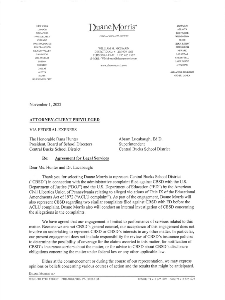 11122 Duane Morris Retention PDF Conflict Of Interest Fee