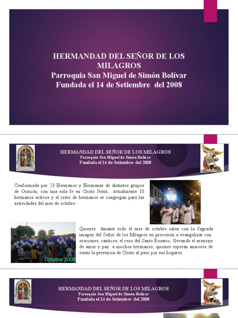Historia y actividades de la Hermandad del Señor de los Milagros | PDF ...