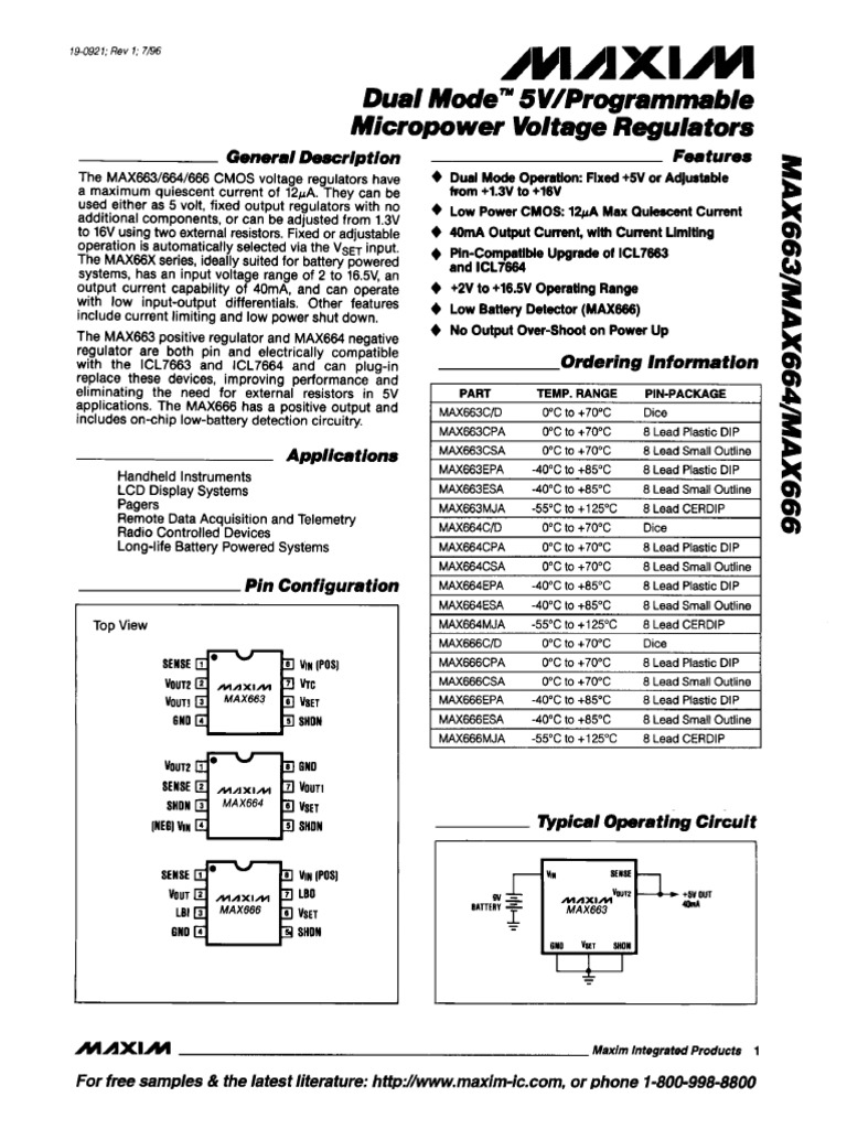 MAX666 MaximIntegratedProducts | PDF