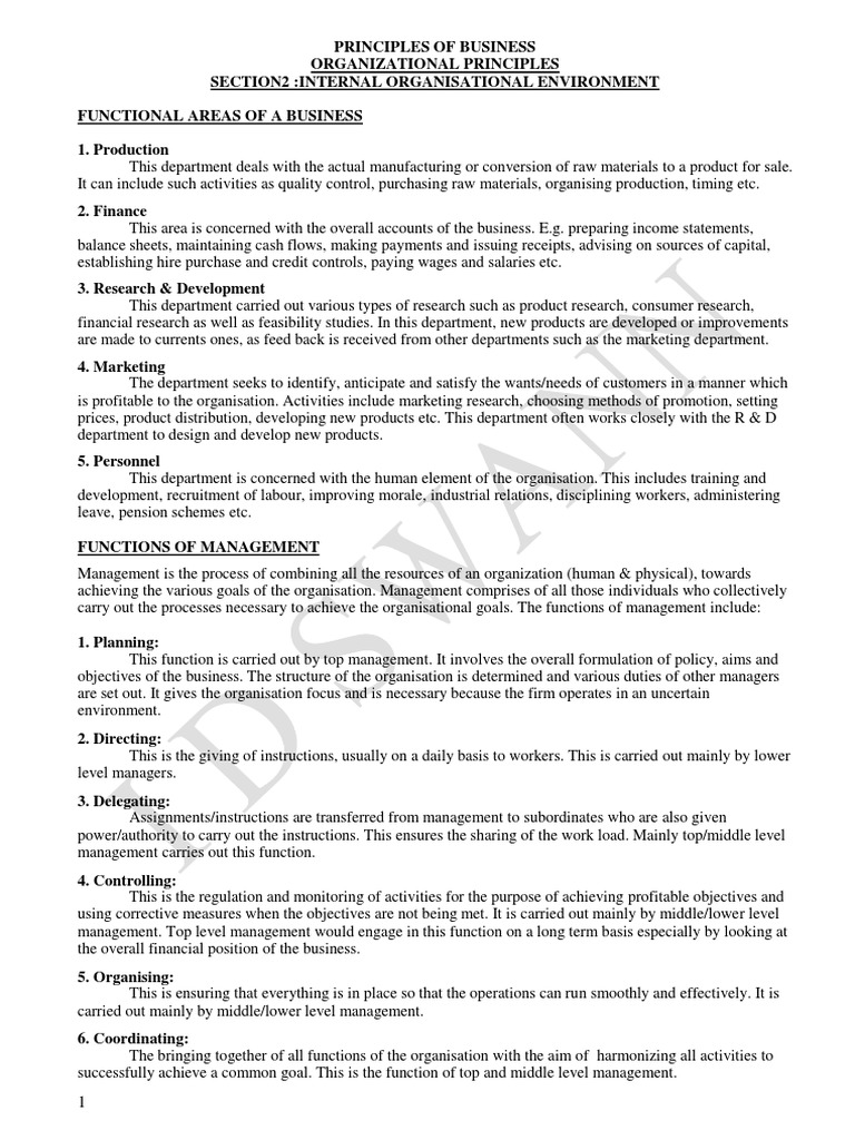 Business Organizational Principles Overview | PDF | Employment | Leadership