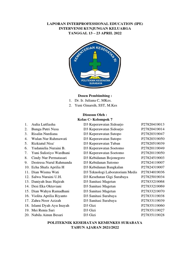 Laporan IPE Kelompok 7C 2022 | PDF