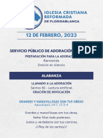 Servicio Público de Adoración - FEBRERO 12 DE 2023