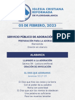 Servicio Público de Adoración - FEBRERO 05 DE 2023