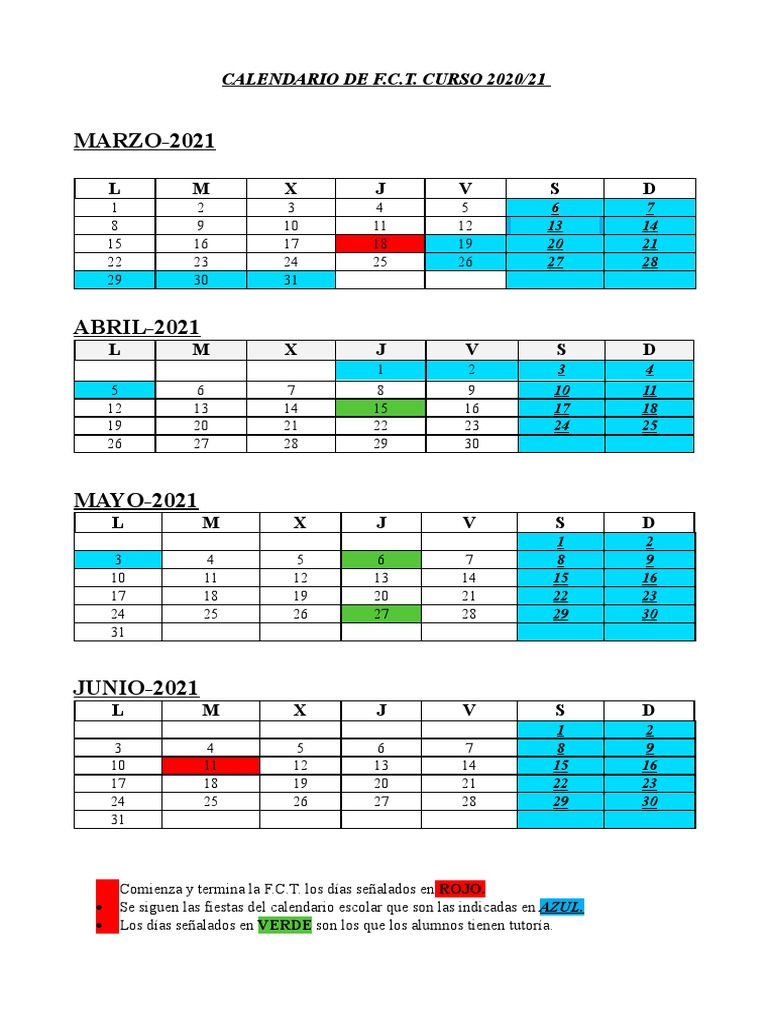 Calendario FCT Aã o Covid 202021 Marzo Junio PDF