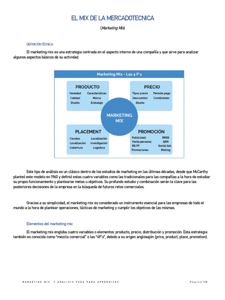 Marketing Mix y Analisis FODA para Aprendices | PDF | Análisis FODA ...