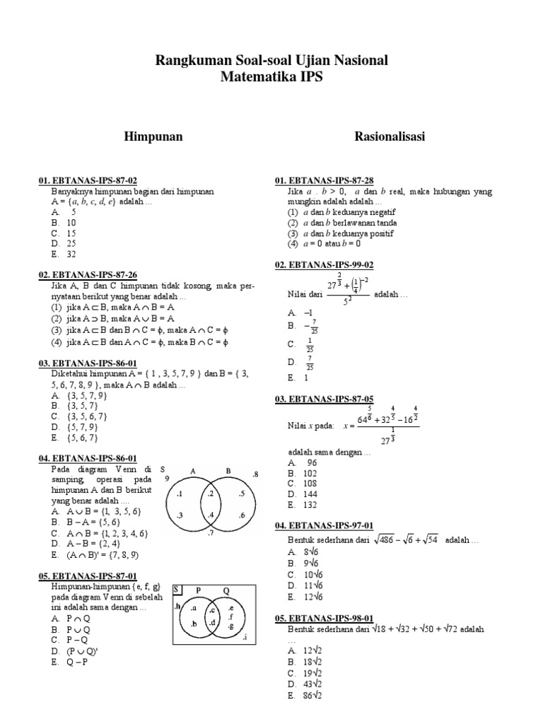 Sma Matematika Ips Rangkuman