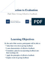 Introduction To Evaluation: Part Two: Giving Effective Feedback