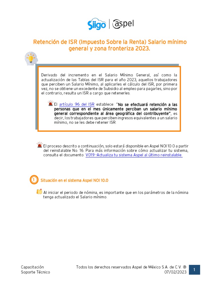 N085 Retención de ISR Salario Mínimo General y Zona Fronteriza 2023