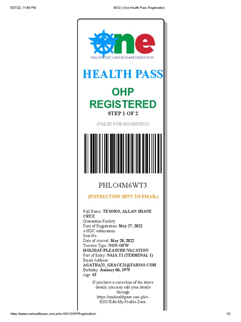 one health pass