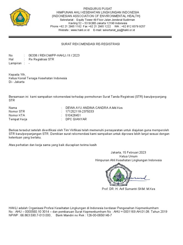 Surat Rekomendasi P2KB | PDF | Bisnis | Hukum