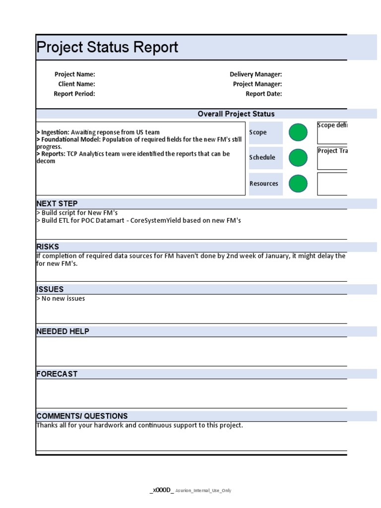 Project Status Report Overview | PDF