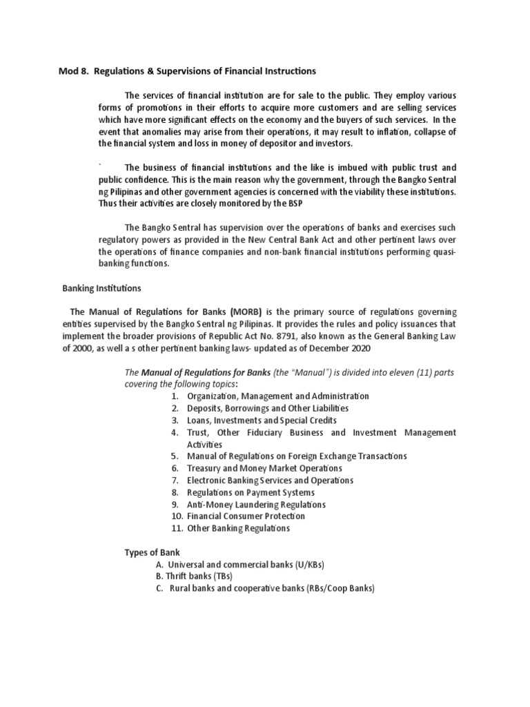 Central Bank Regulation and Supervision PDF Savings And Loan