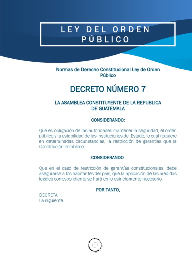 Ley Del Orden Publico Descargar gratis PDF Derecho Constitucional