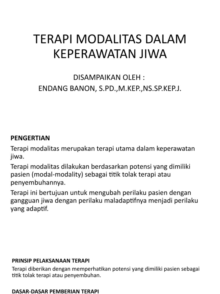 Jenis Terapi Modalitas Keperawatan Jiwa | PDF
