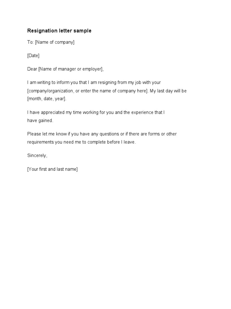 Sample Resignation Letter | PDF | Business