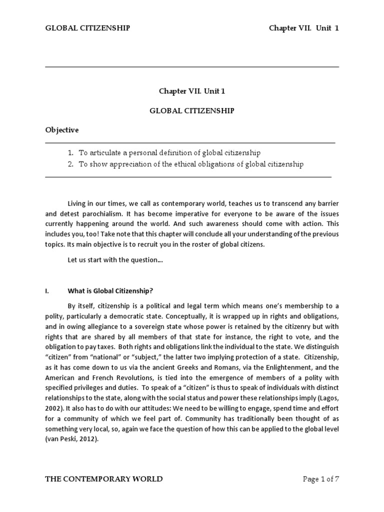 Chapter VII | PDF | Citizenship | Community