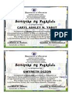 Certificate Buwan NG Wika Filipino