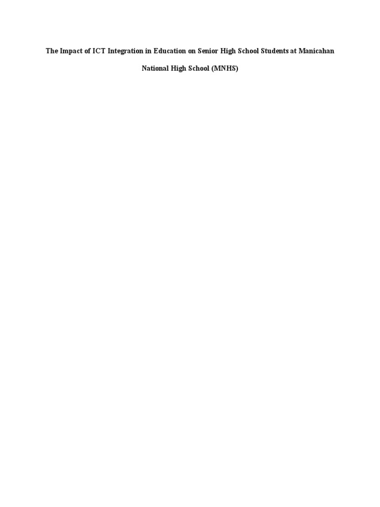 Impact of ICT in Senior High Education | PDF | Educational Technology ...