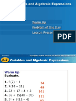 Variables and Algebraic Expressions