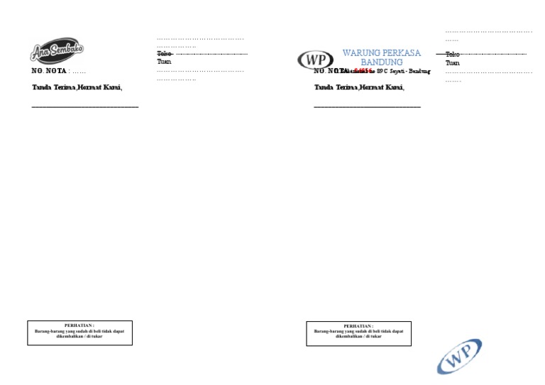 01 Contoh Nota Toko Sembako (WWW - Enkosa.com) | PDF