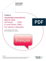 Syllabus: Cambridge International AS & A Level AS French 8129 A Level French 9094 For Centres in Mauritius