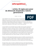 Cómo Ser Un Artista. 33 Reglas para Pasar de Aficionado Despistado A Talento Generacional. Esferapública. (2019) PDF