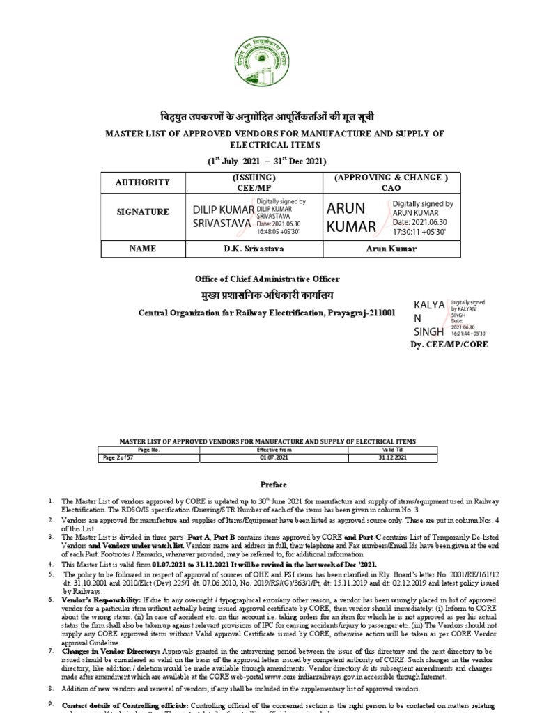 Vendor Directory 1-July-2021 To 31-Dec-2021 | PDF | Power (Physics