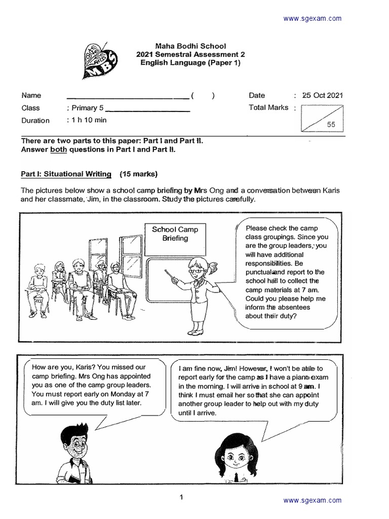 P5 English Semestral Assessment 2021 | PDF