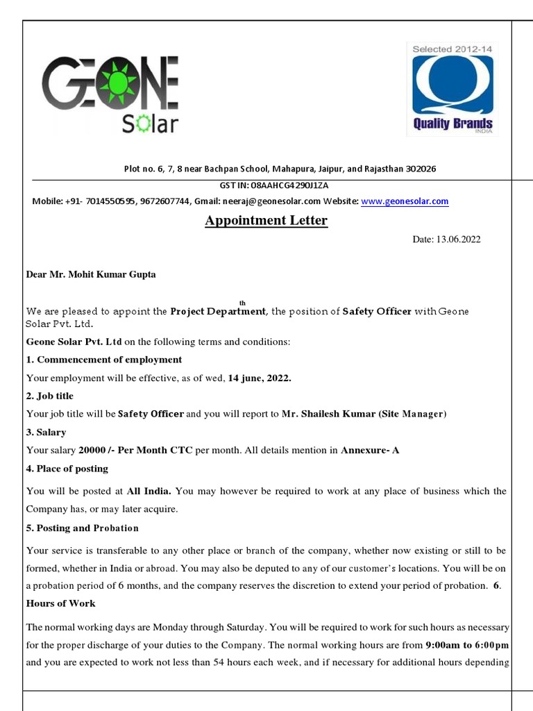 Offer Letter | PDF | Employment | Salary