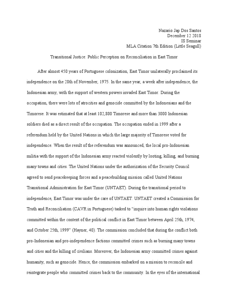 Transitional Justice in Timor-Leste | PDF | Survey Methodology | East Timor