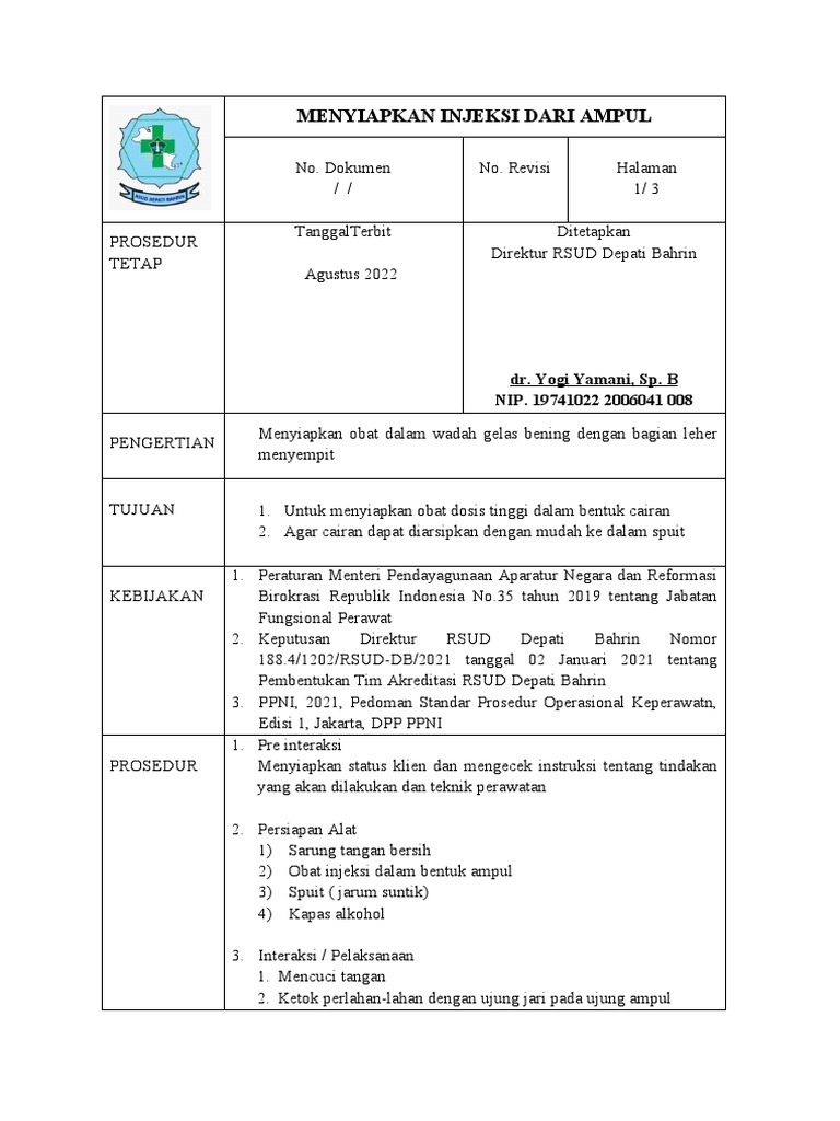 Menyiapkan Injeksi Dari Ampul | PDF