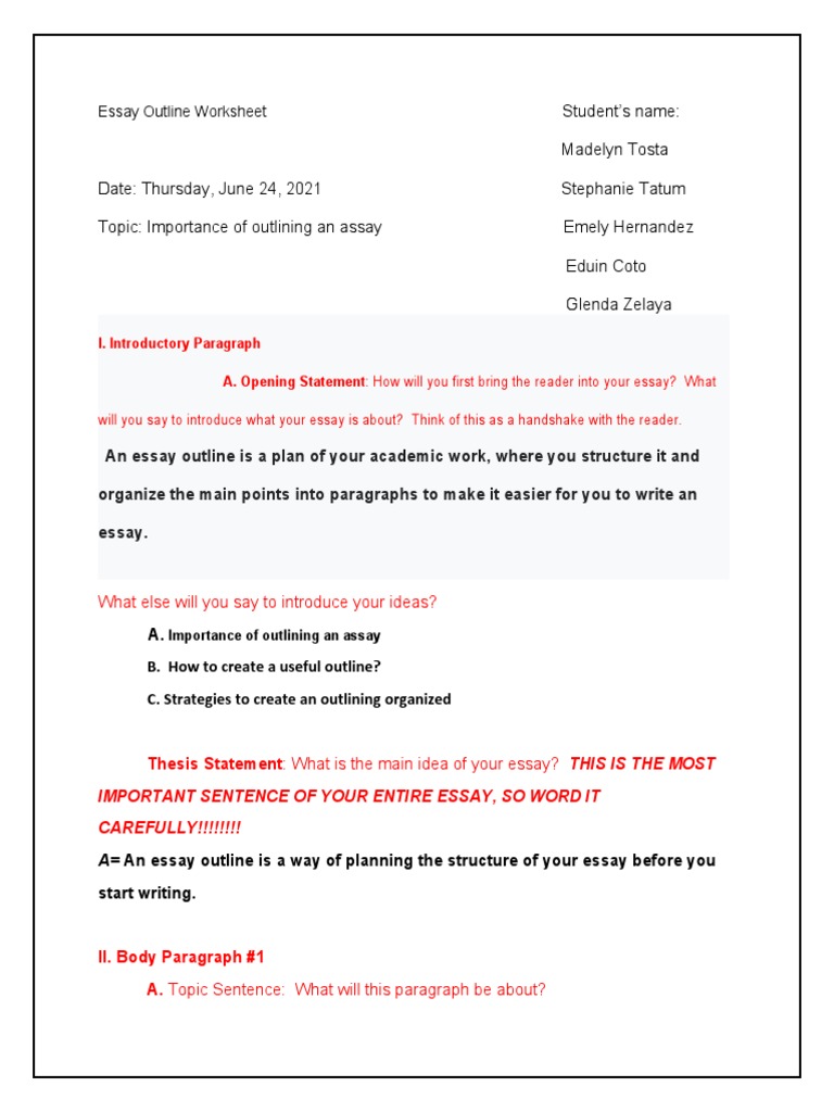 Blank Informative Essay Outline Template PDF Essays Paragraph