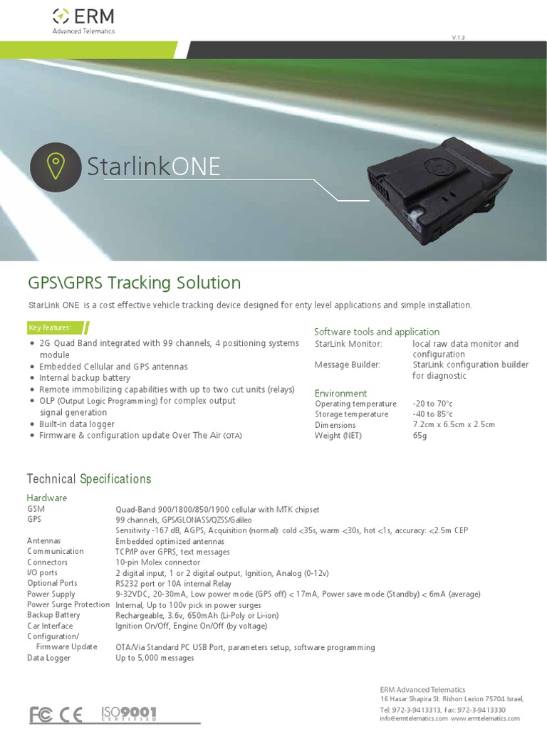 StarLink ONE Vehicle Tracking Device | PDF
