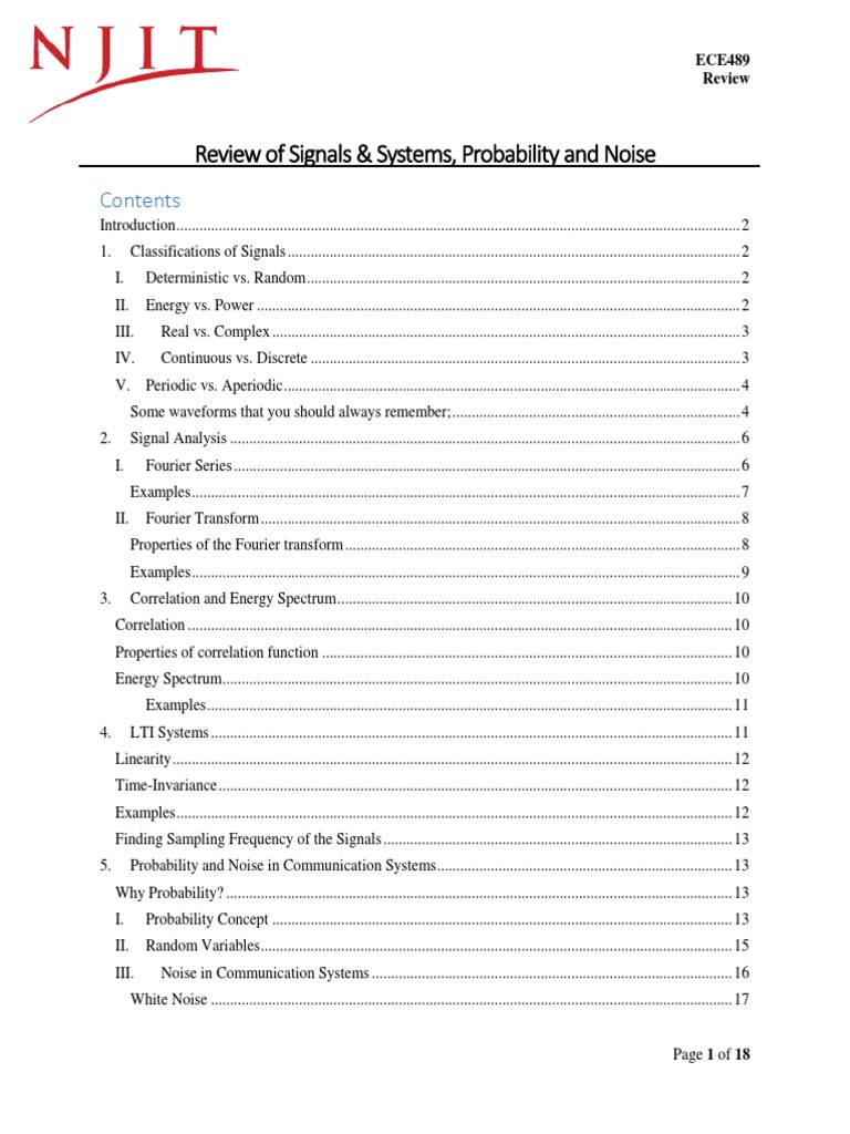 Review of Key Concepts in Signals and Systems, Probability, and Noise for Communications Systems