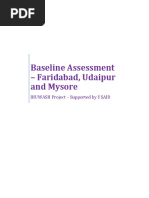 Baseline Assessment - Faridabad, Udaipur and Mysore: IHUWASH Project - Supported by USAID