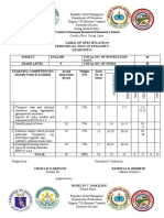 English 5 Periodical Test Table of Specification